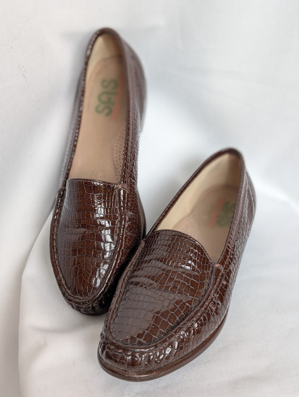 SAS Tripad Comfort Women's Loafers Size 9M Brown Crocodile Print Patent Leather